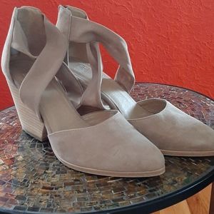 Eileen Fisher Mesh Cross Leather heels